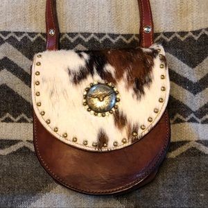 Hair-on-hide leather cross-body